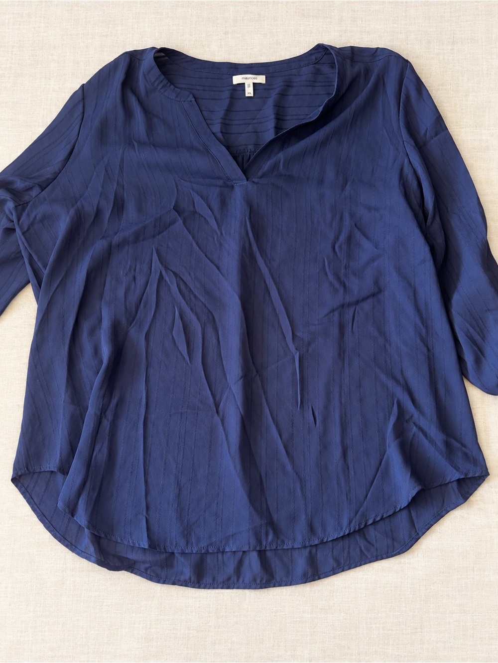 Maurice's Navy Textured Split-Neck Blouse